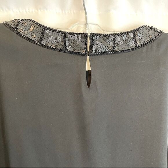 Talbots Women's Black Tunic Blouse with Sequins Neckline - Size 10p - Picture 5 of 11